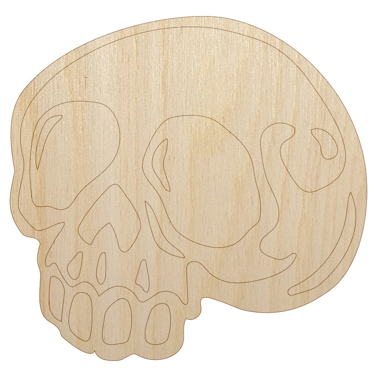 Creepy Skull Halloween Unfinished Wood Shape Piece Cutout for DIY Craft Projects